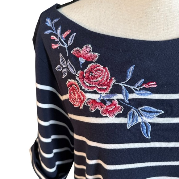 Karen Scott Sport Women’s Dress Embroidered Short Sleeve Striped size 1X Beach - Picture 2 of 10